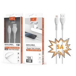 Cable datos USB 2.0 a Lightning iPhone X /12/13/14 / 1m / 5a / Carga rapida / Tb1223 / Blanco / Mtk