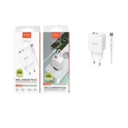 Cargador de red Usb + Type-C + Cable Type-C / 25W / Blanco / TA0333 / MTK